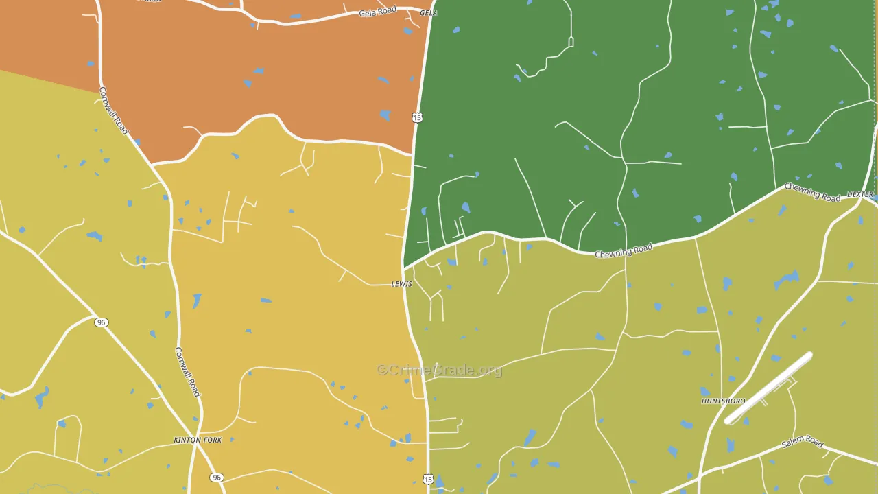 Lewis, NC Map of Theft Rates