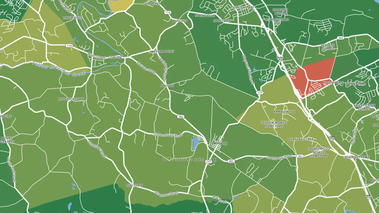 Lewisberry, PA Map of Theft Rates