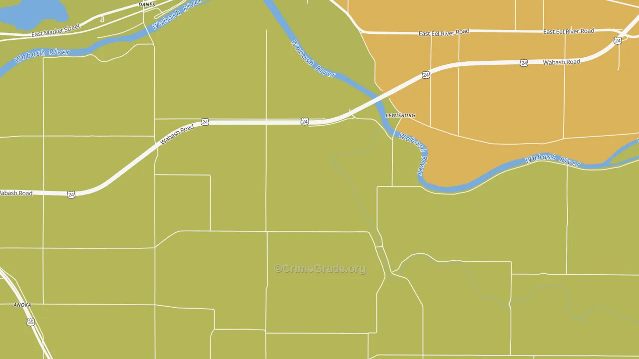 Lewisburg, IN Map of Theft Rates