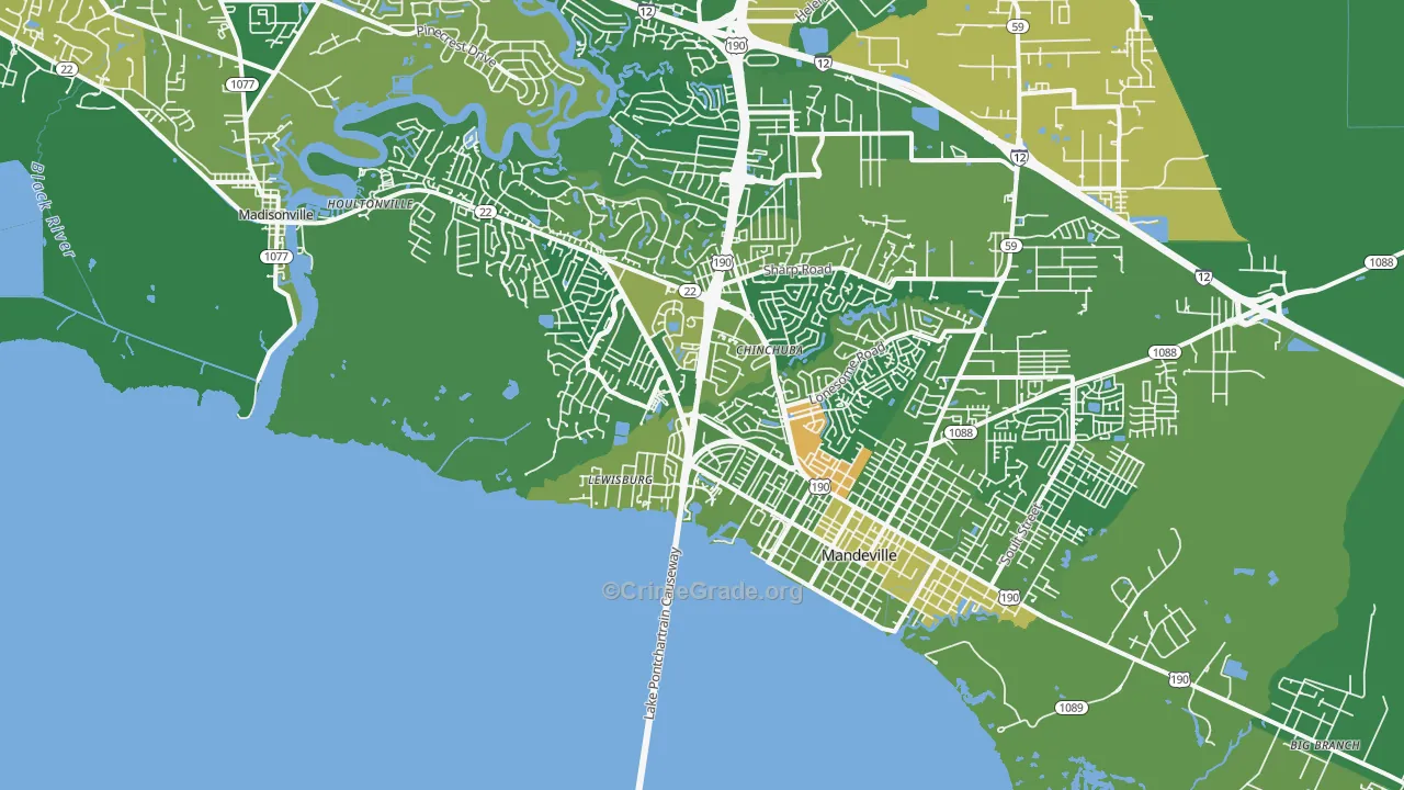 Lewisburg, LA Map of Theft Rates