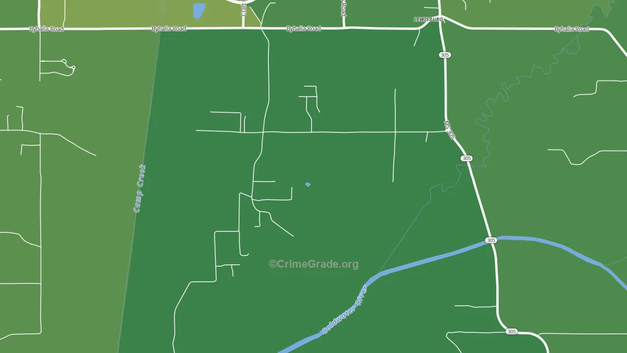 Lewisburg, MS Map of Theft Rates