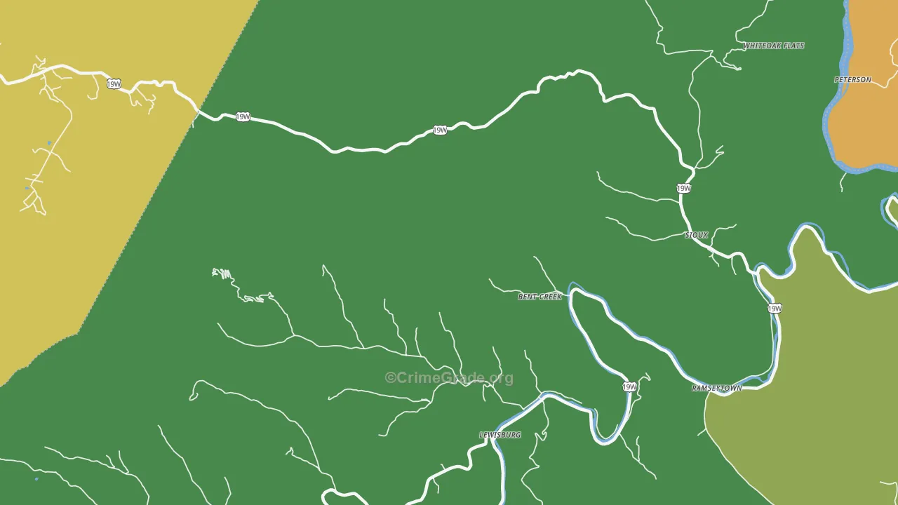 Lewisburg, NC Map of Theft Rates
