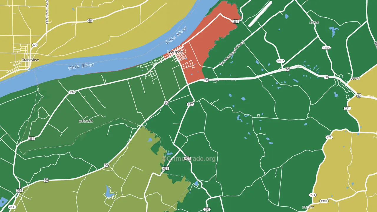 Lewisport, KY Map of Theft Rates