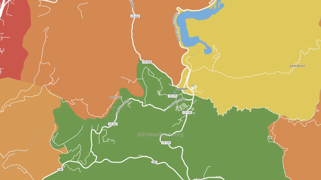 Lewiston, CA Map of Theft Rates
