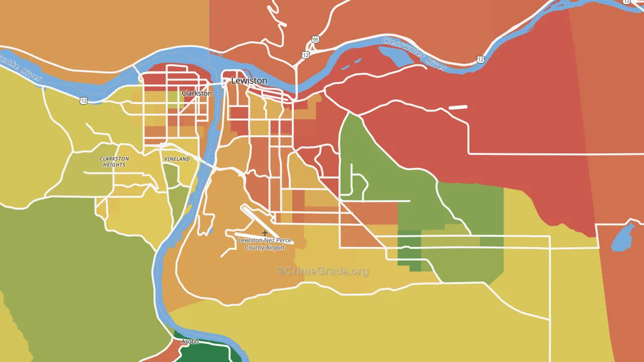 Lewiston, ID Map of Theft Rates