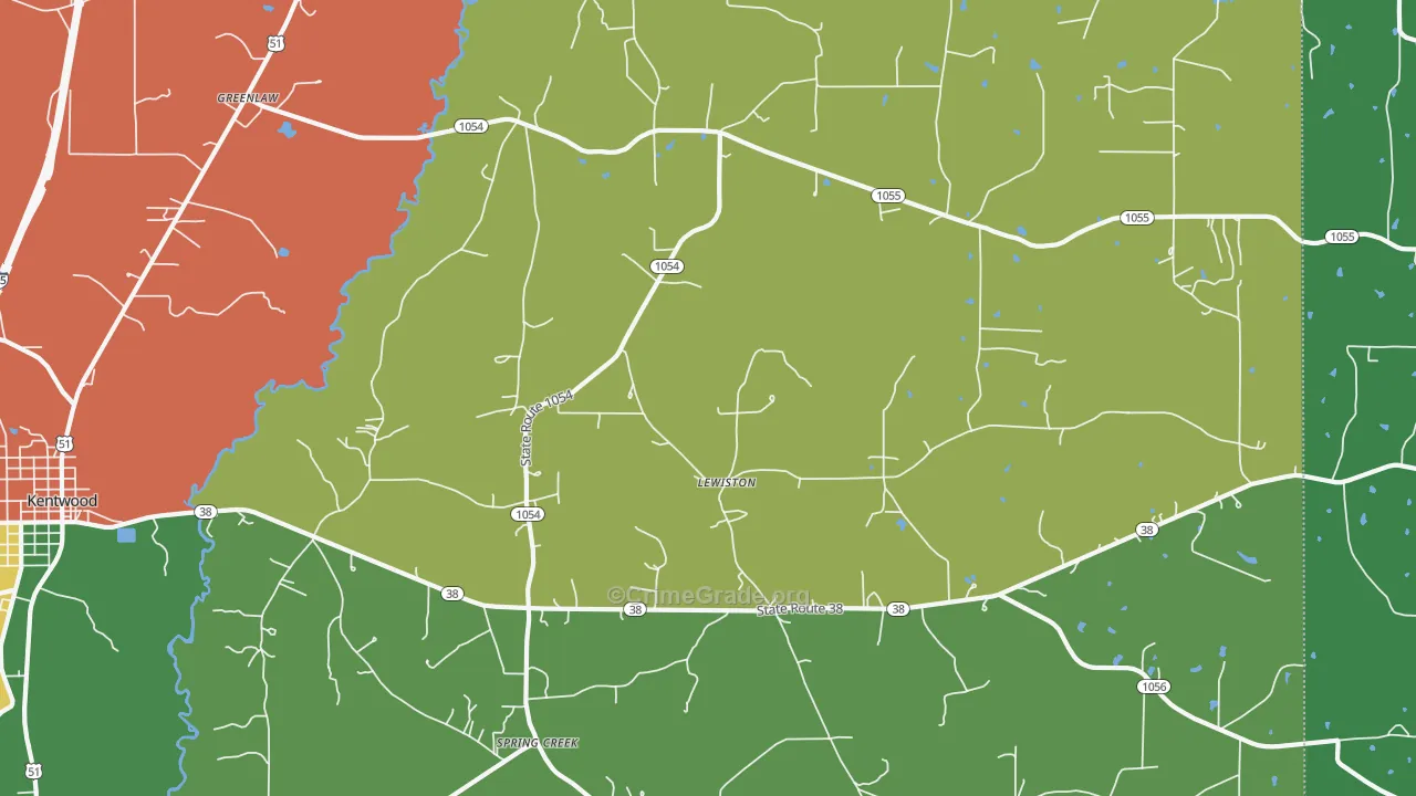Lewiston, LA Map of Theft Rates
