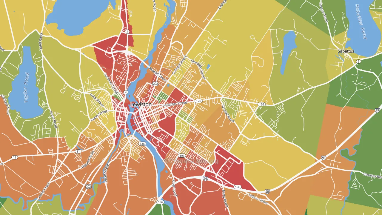 Lewiston, ME Map of Theft Rates