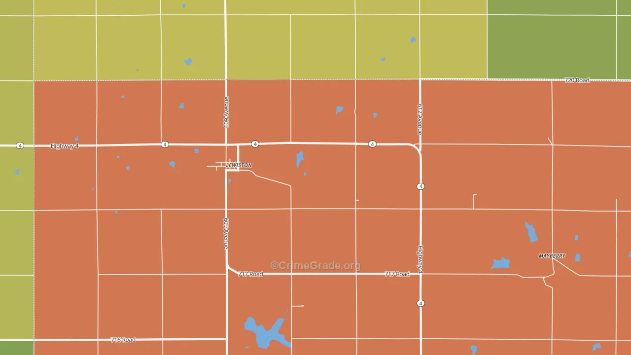 Lewiston, NE Map of Theft Rates