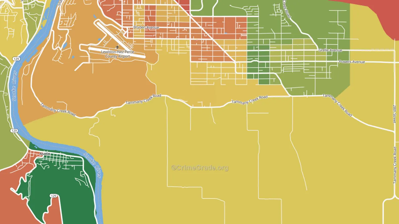 Lewiston Orchards, ID Map of Theft Rates