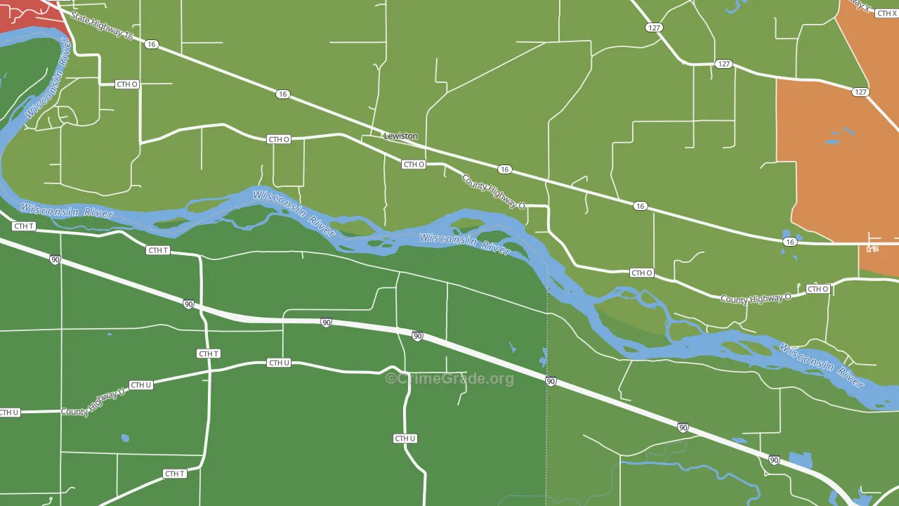Lewiston, WI Map of Theft Rates