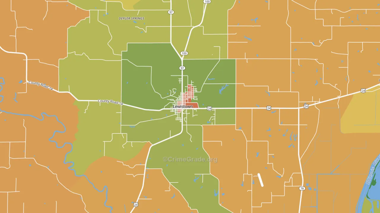 Lewistown, IL Map of Theft Rates