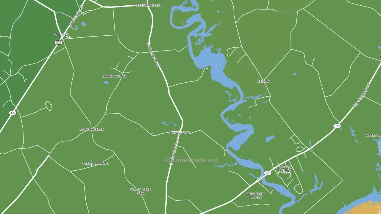 Lewistown, MD Map of Theft Rates