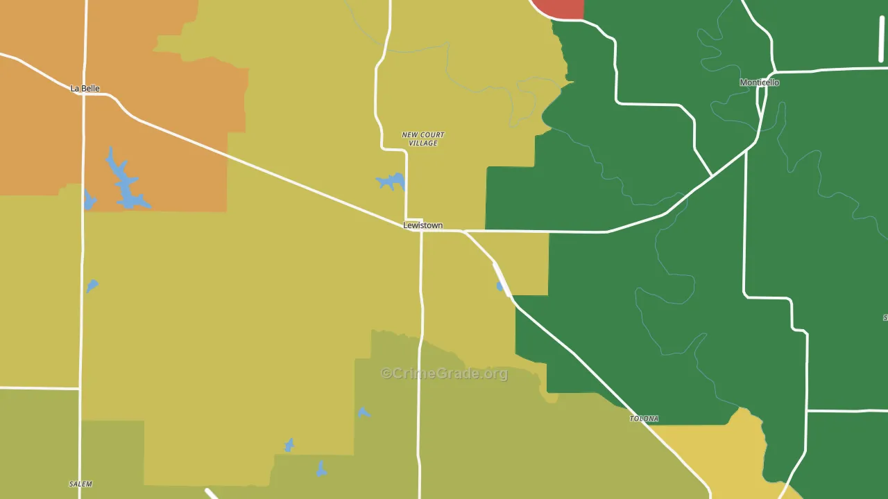 Lewistown, MO Map of Theft Rates