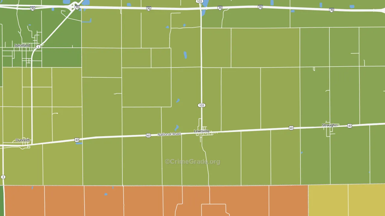 Lewisville, IN Map of Theft Rates