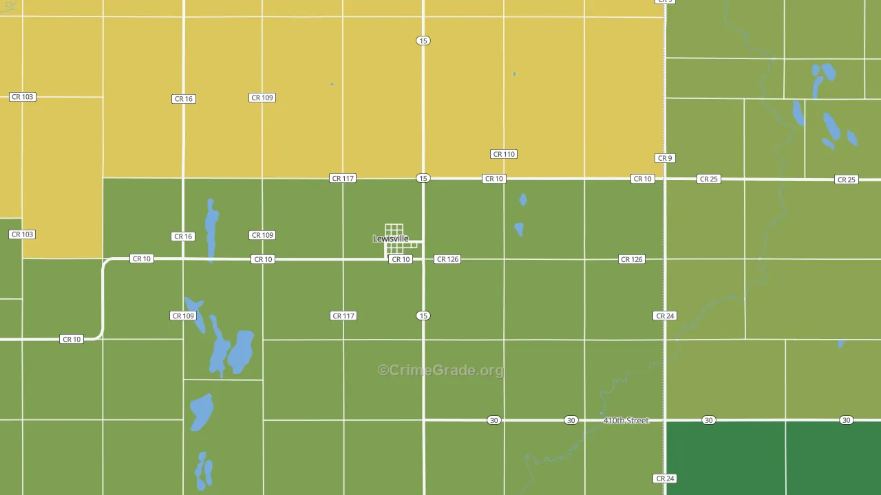 Lewisville, MN Map of Theft Rates