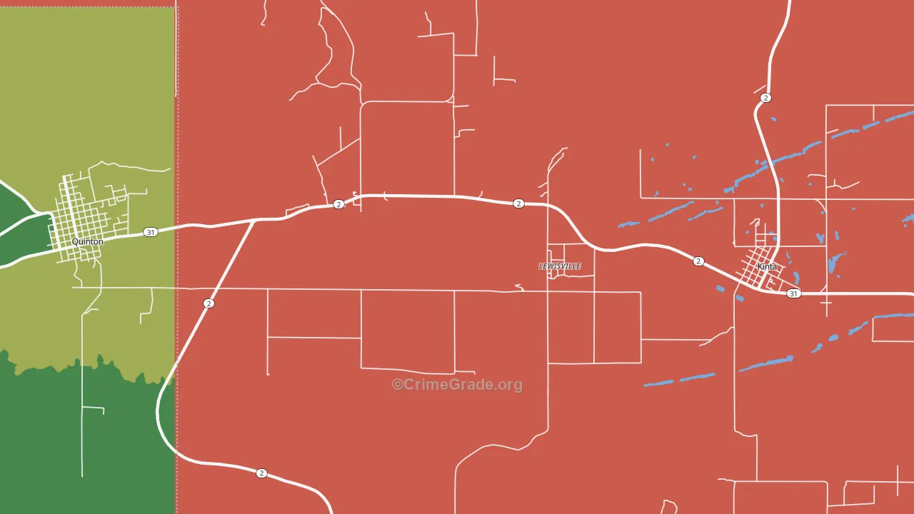 Lewisville, OK Map of Theft Rates