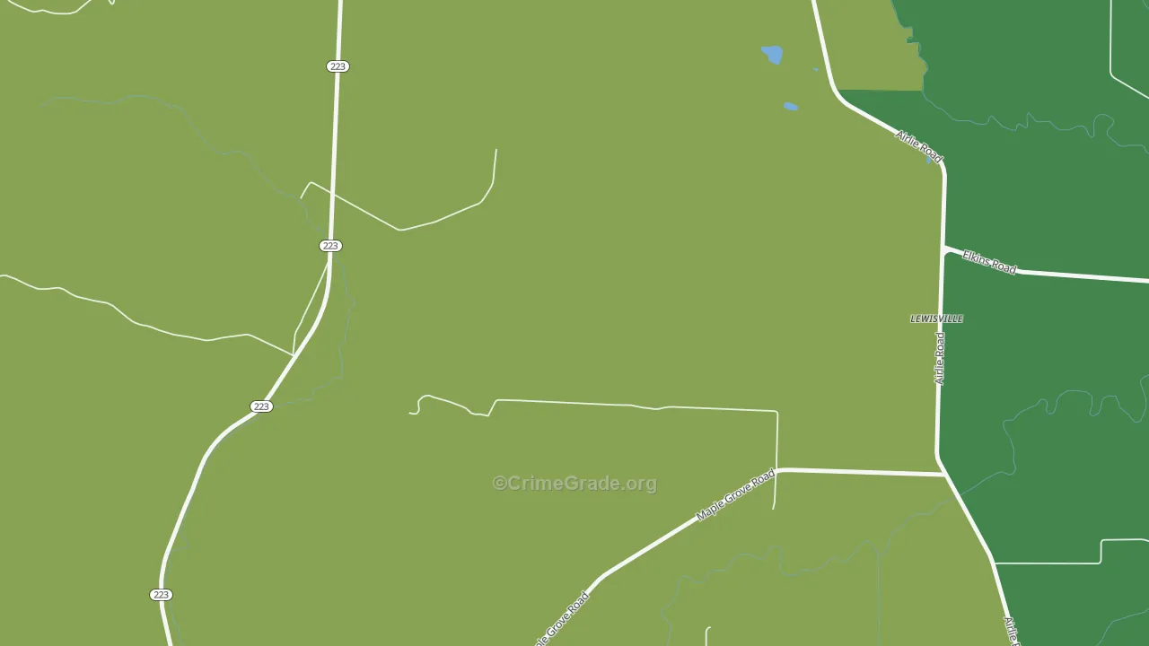 Lewisville, OR Map of Theft Rates