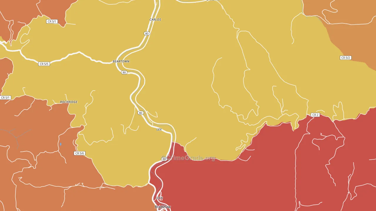 Lex, WV Map of Theft Rates