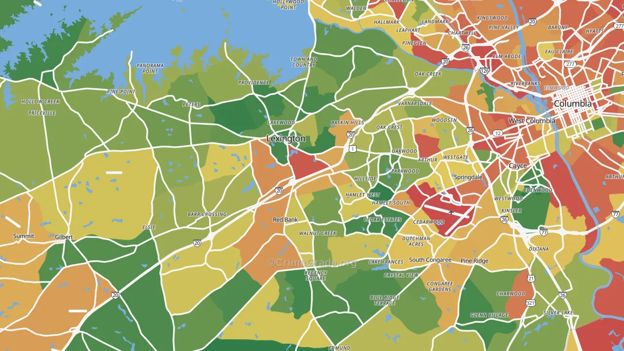 Lexington County, SC Map of Theft Rates