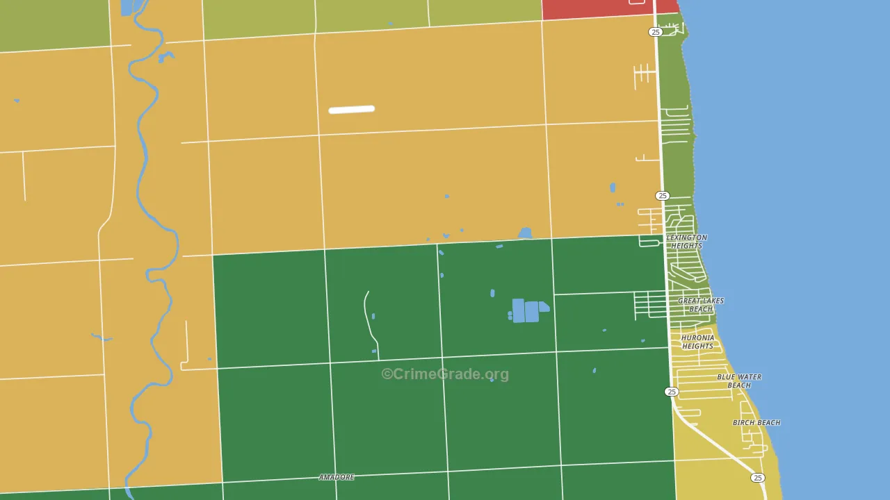 Lexington Heights, MI Map of Theft Rates