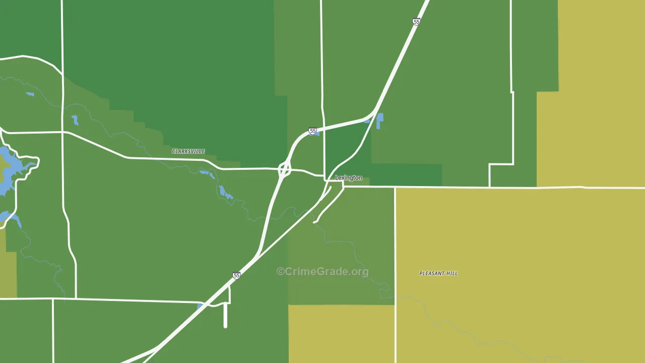 Lexington, IL Map of Theft Rates