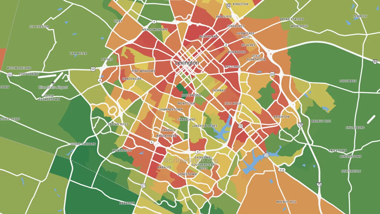 Lexington, KY Map of Theft Rates