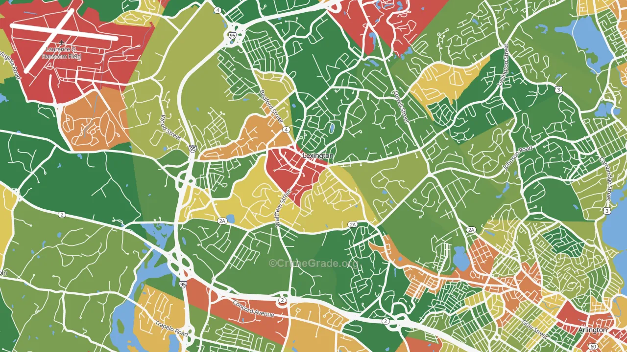 Lexington, MA Map of Theft Rates