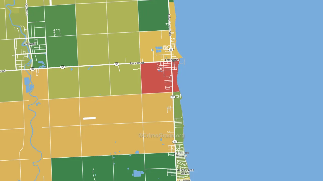Lexington, MI Map of Theft Rates