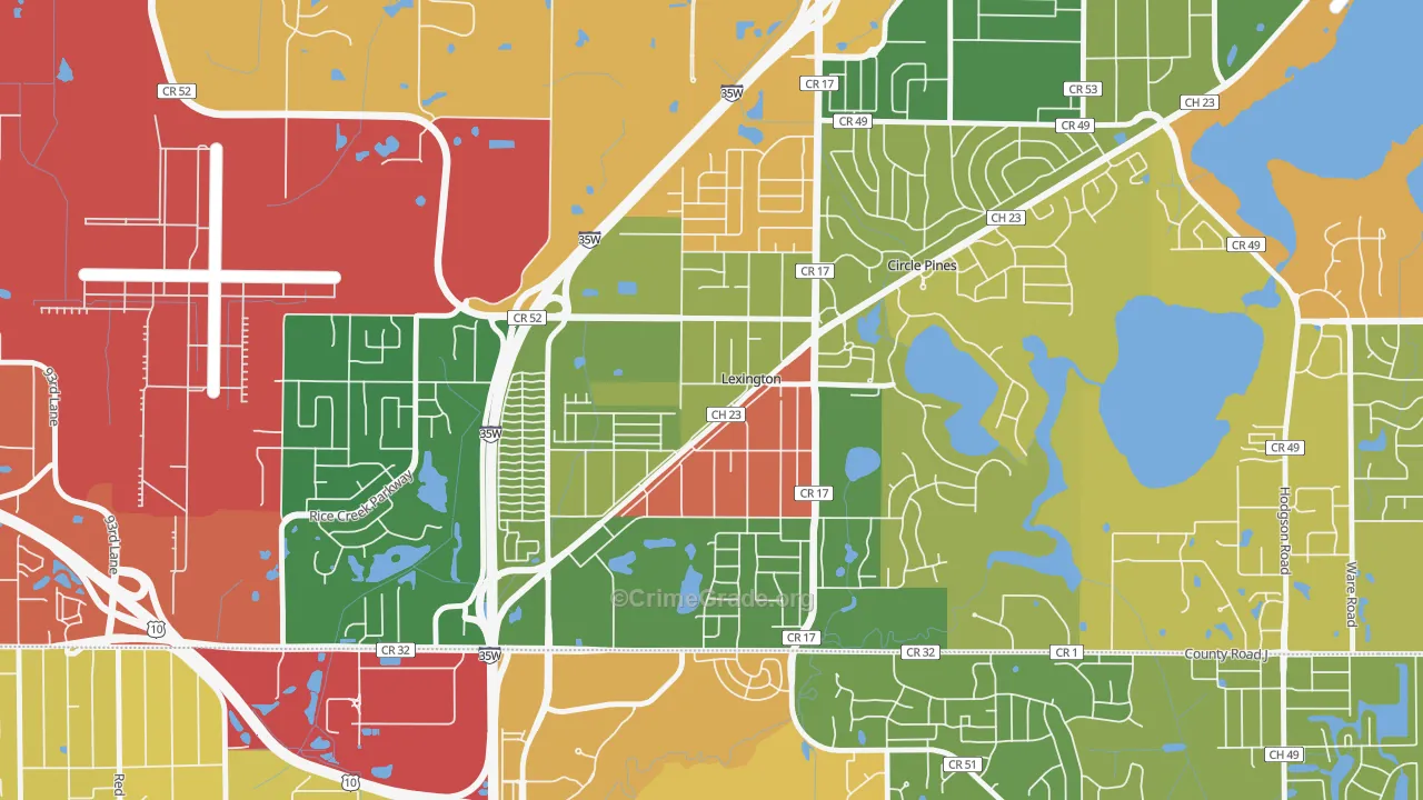 Lexington, MN Map of Theft Rates