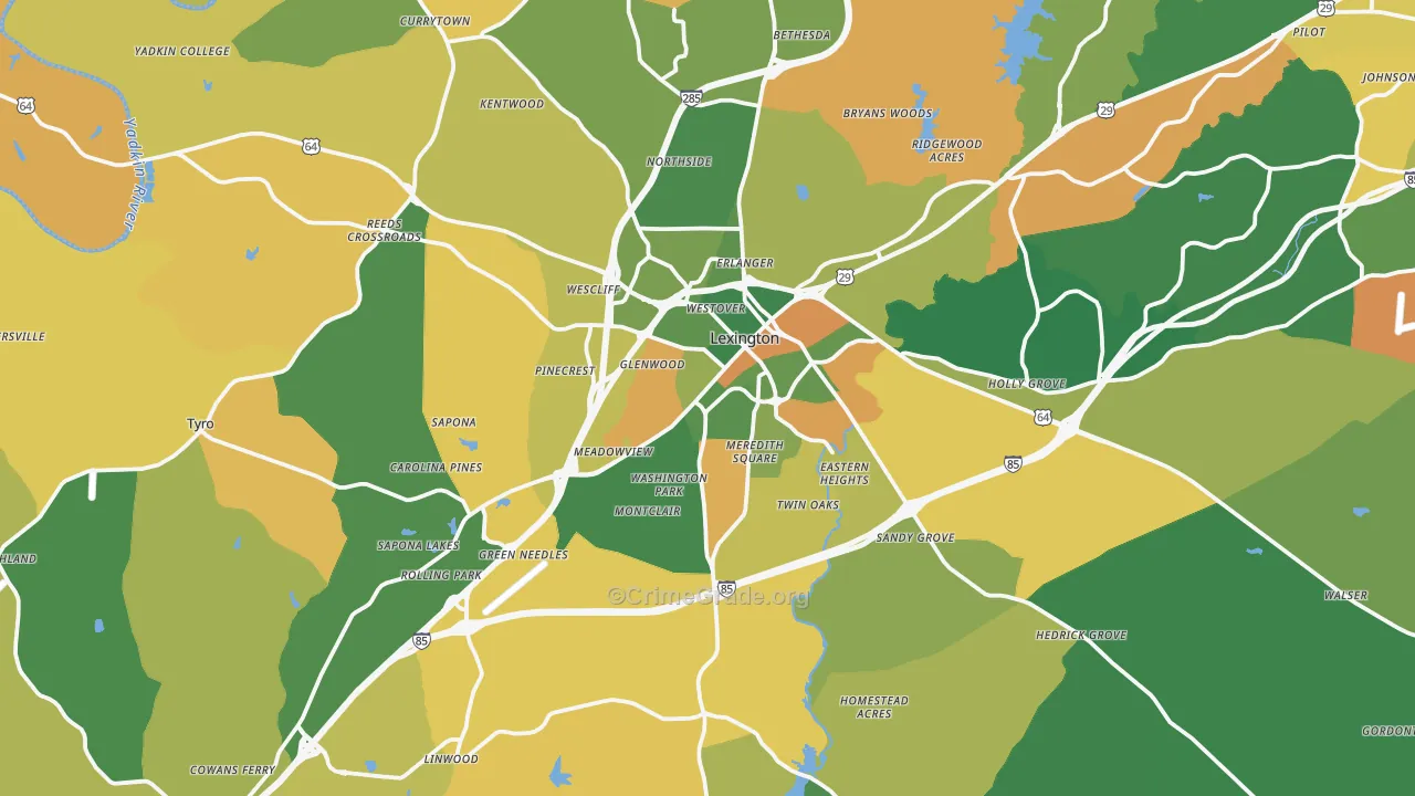 Lexington, NC Map of Theft Rates