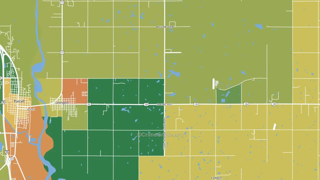 Lexington, OK Map of Theft Rates