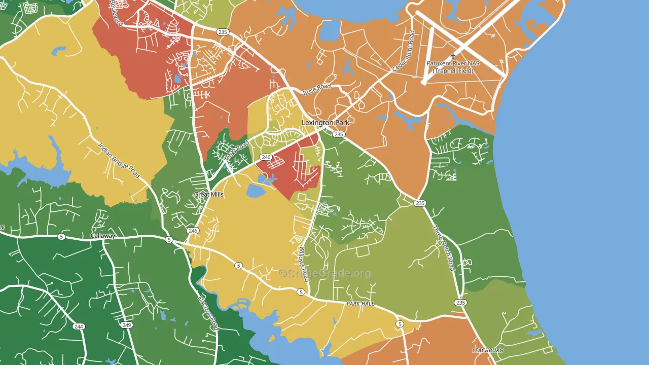 Lexington Park, MD Map of Theft Rates