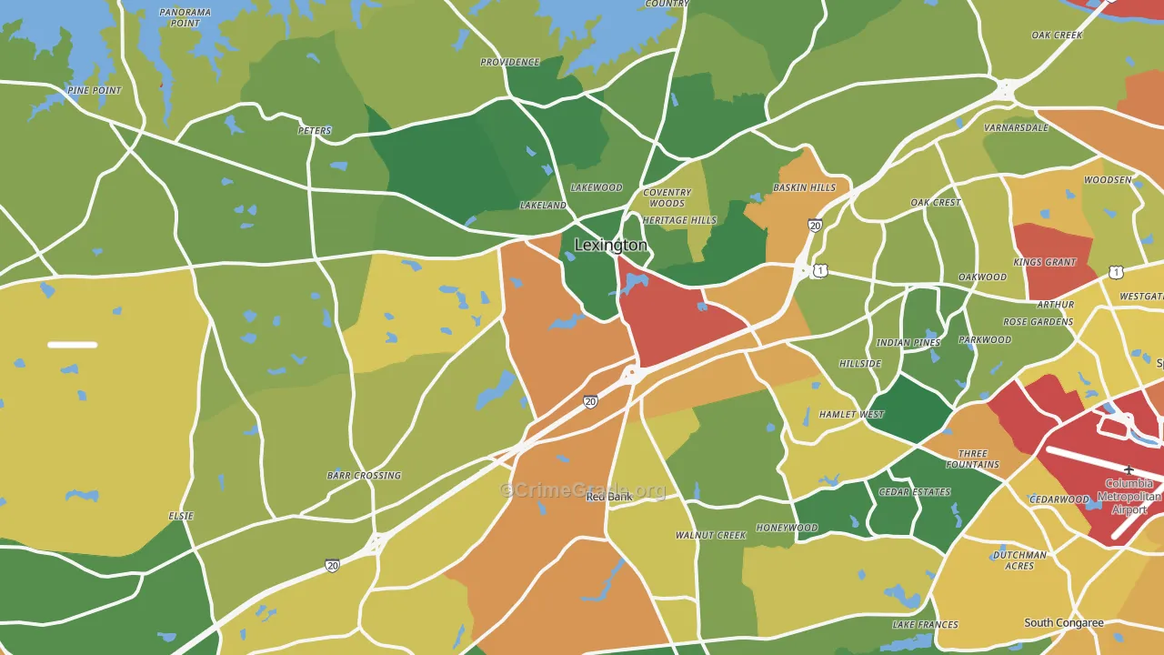 Lexington, SC Map of Theft Rates