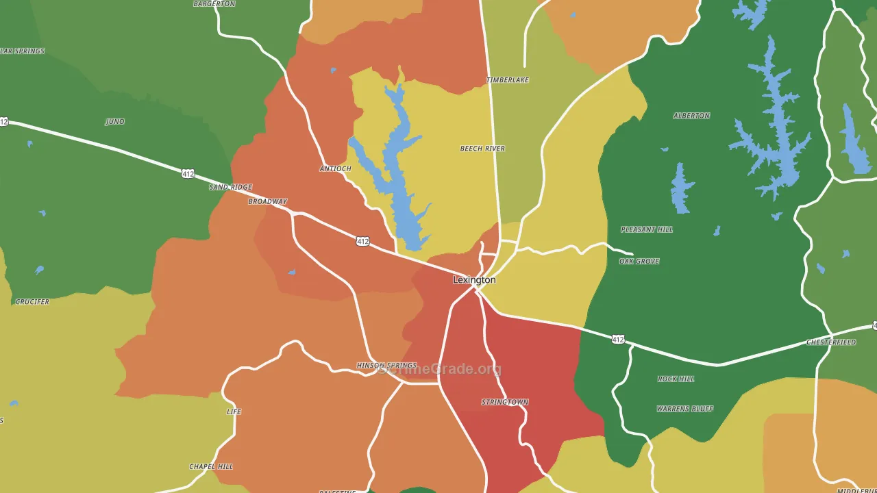 Lexington, TN Map of Theft Rates