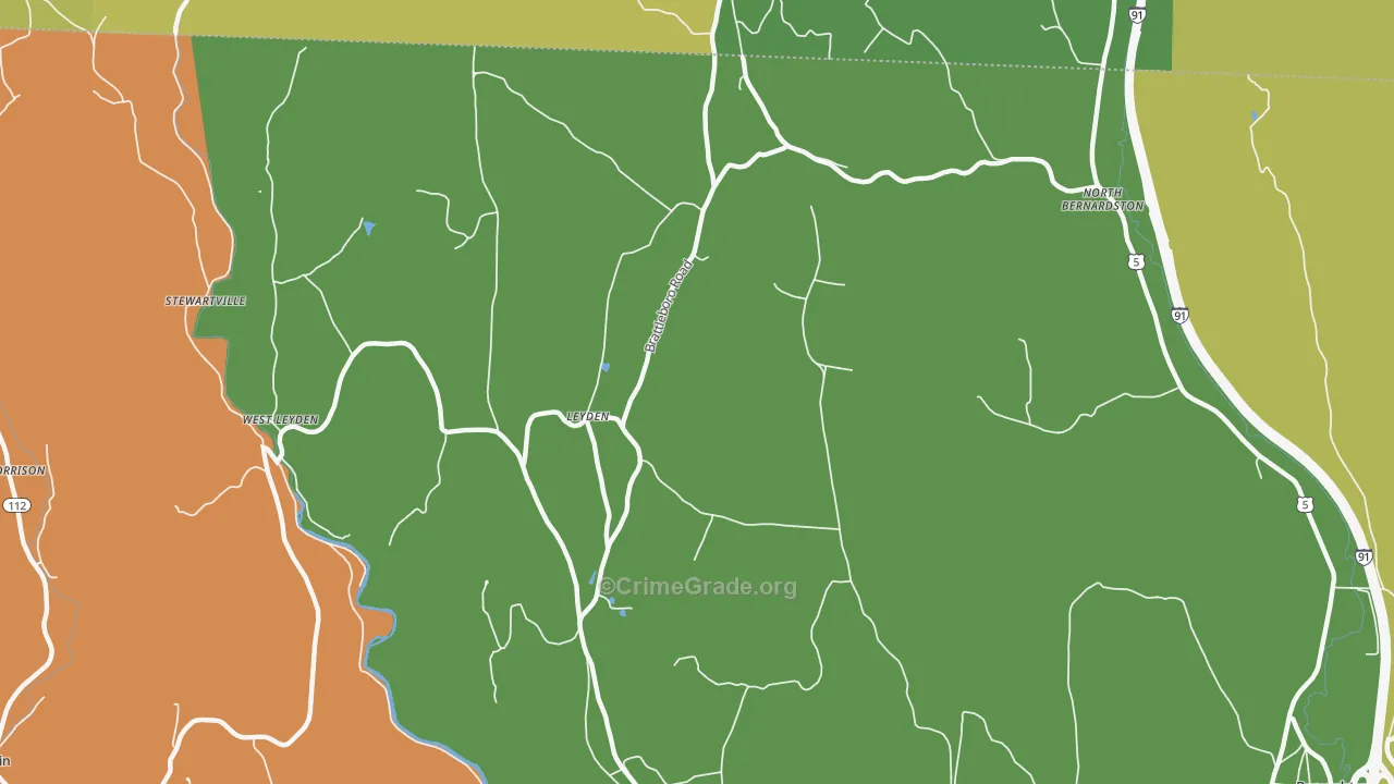 Leyden, MA Map of Theft Rates