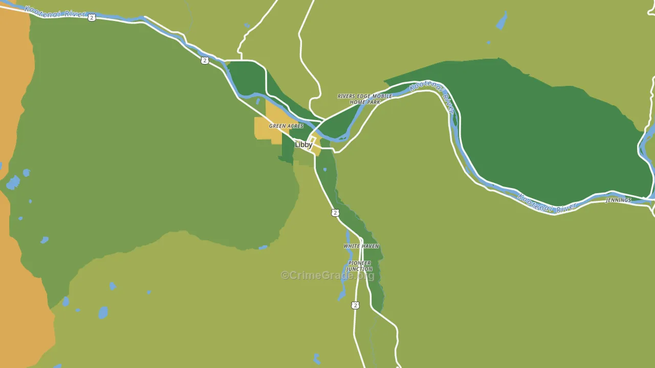 Libby, MT Map of Theft Rates
