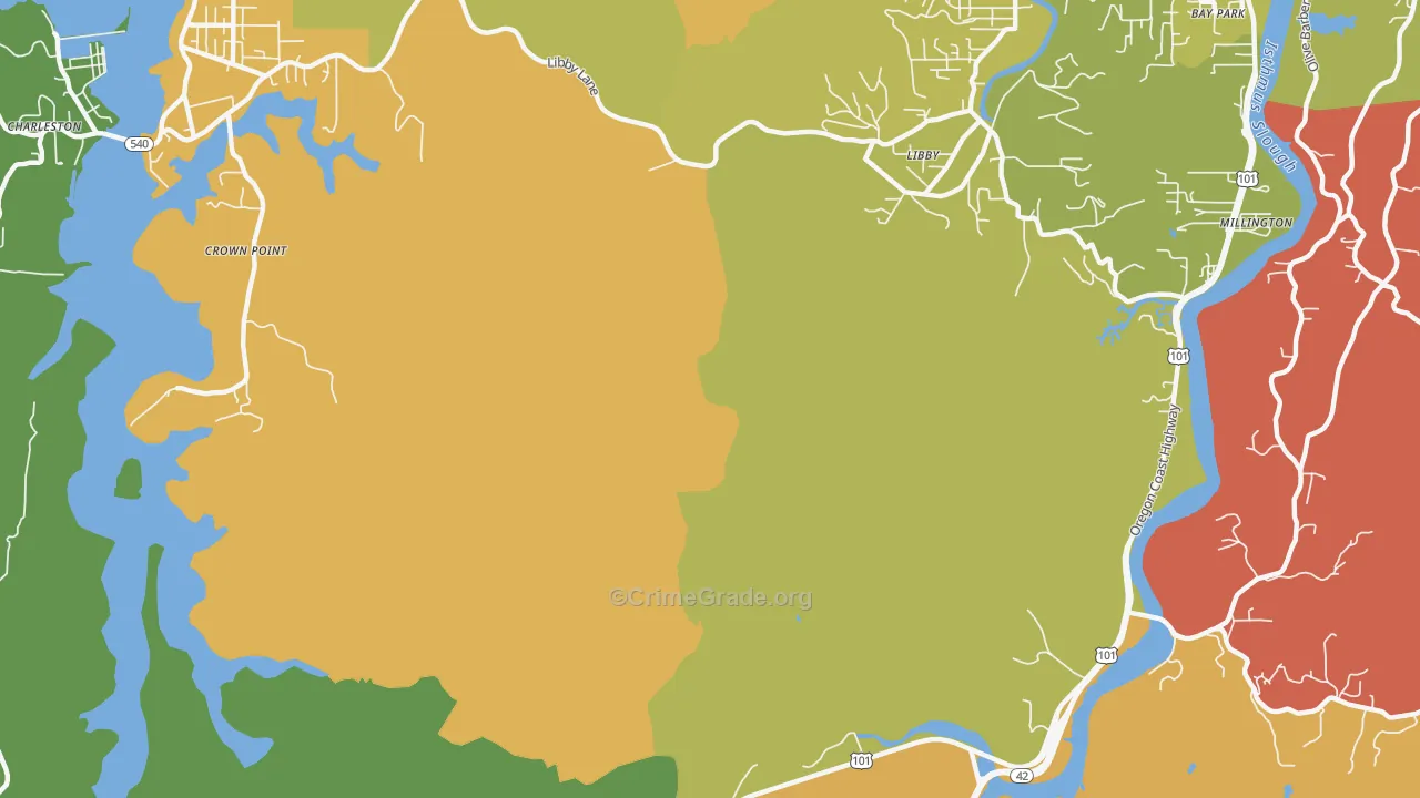 Libby, OR Map of Theft Rates