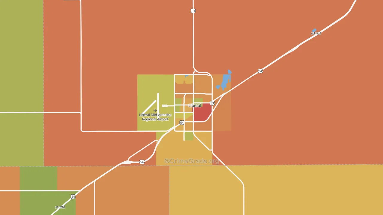 Liberal, KS Map of Theft Rates