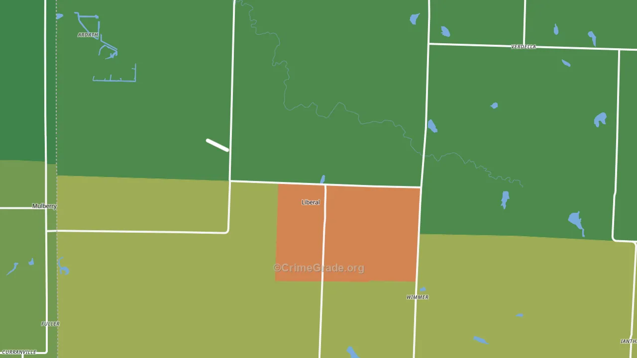 Liberal, MO Map of Theft Rates