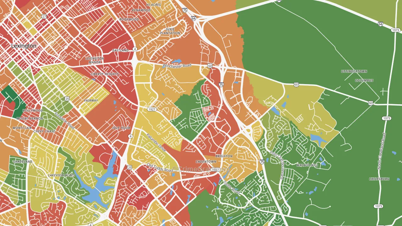Liberty Area, Lexington, KY Map of Theft Rates