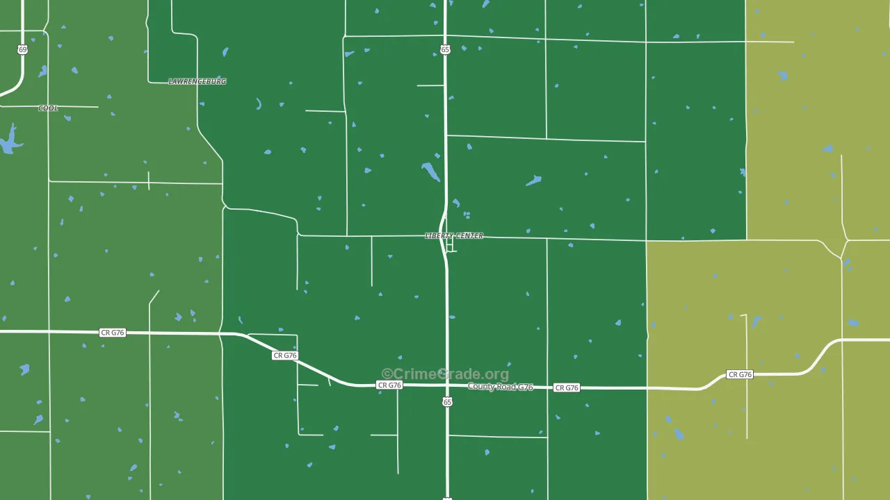 Liberty Center, IA Map of Theft Rates