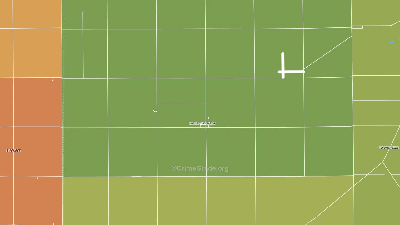 Liberty Center, IN Map of Theft Rates