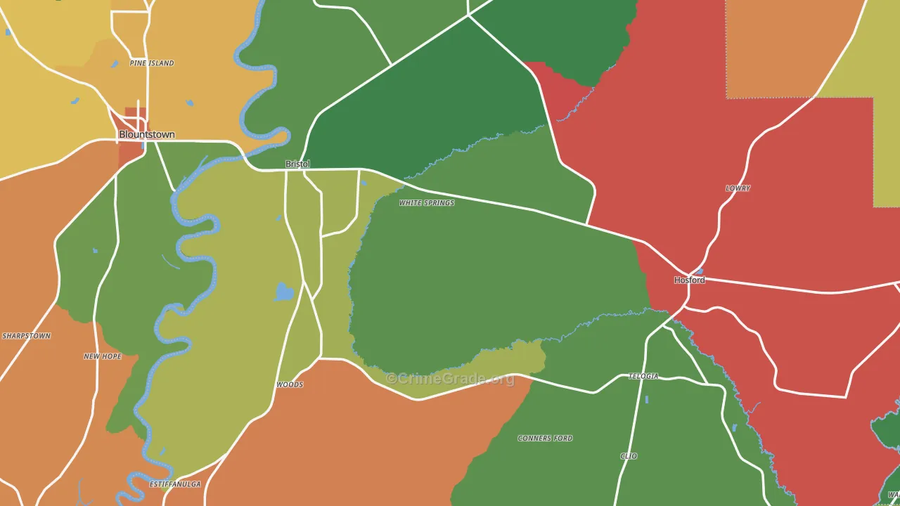 Liberty County, FL Map of Theft Rates