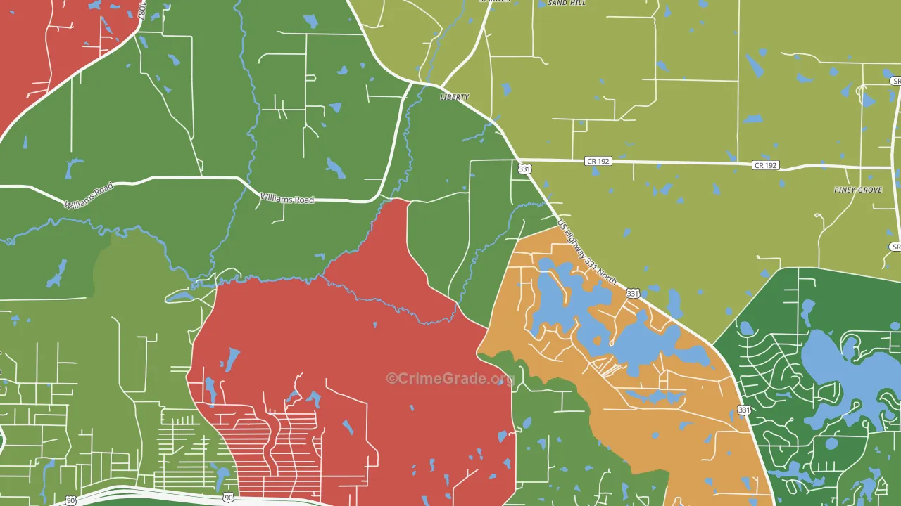 Liberty, FL Map of Theft Rates