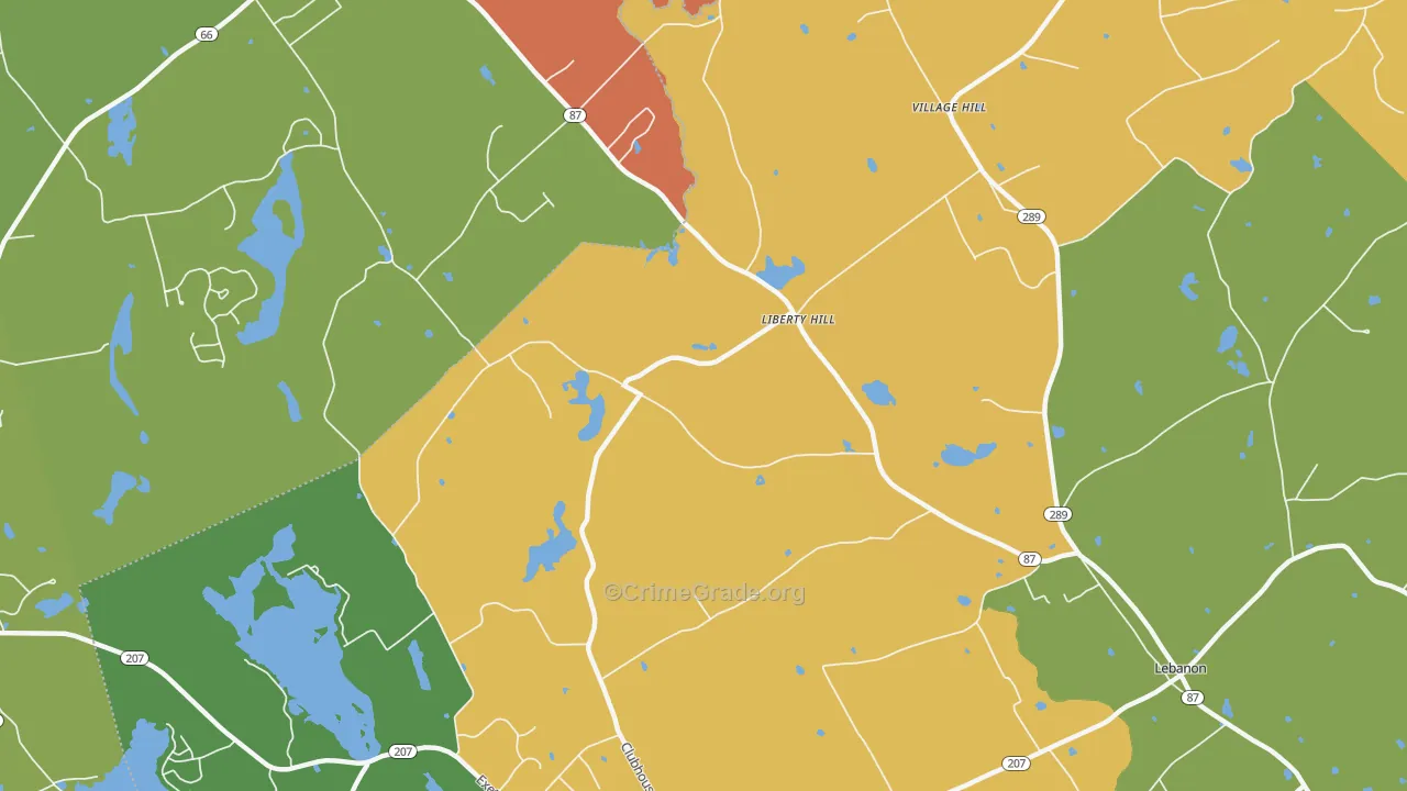Liberty Hill, CT Map of Theft Rates