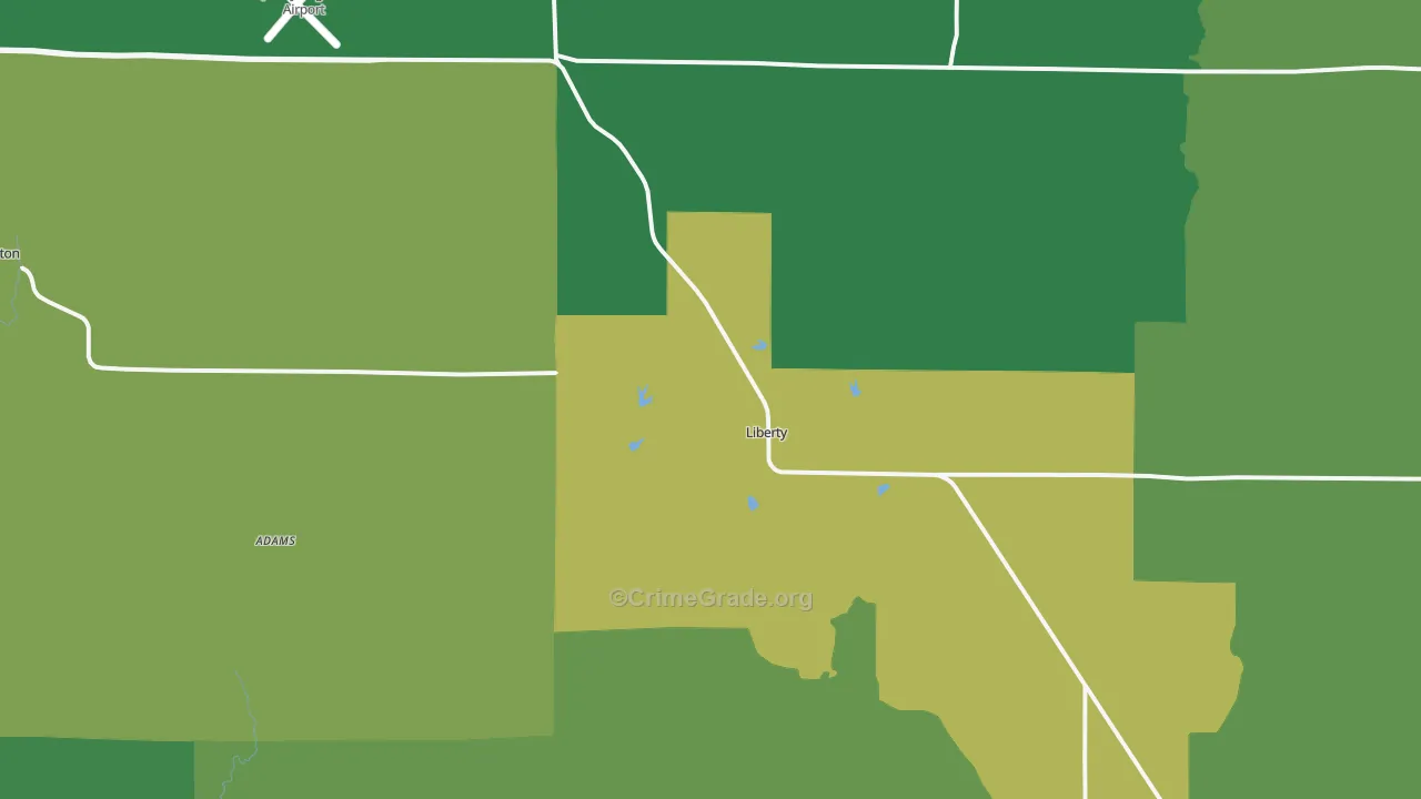 Liberty, IL Map of Theft Rates