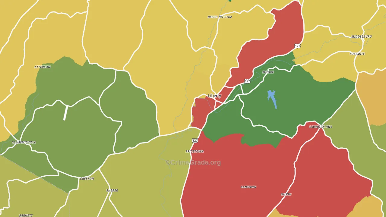 Liberty, KY Map of Theft Rates