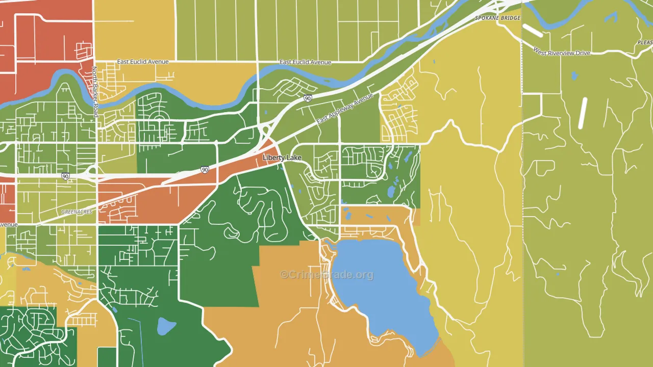 Liberty Lake, WA Map of Theft Rates