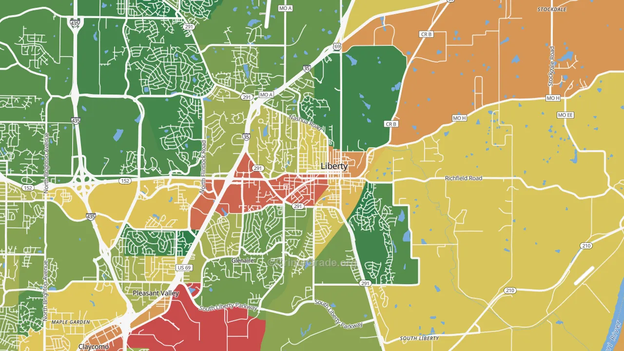 Liberty, MO Map of Theft Rates