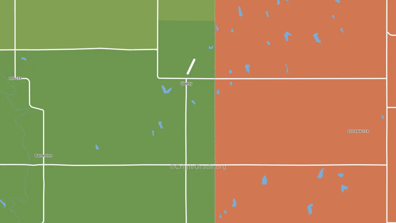 Liberty, NE Map of Theft Rates